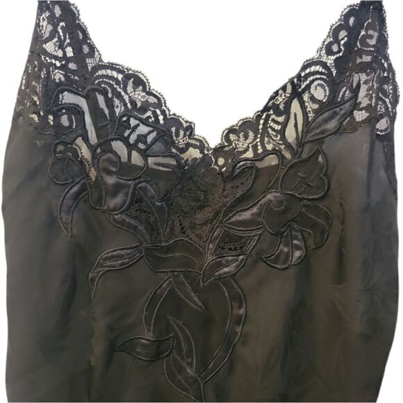Vintage Natori Black Slip Chemise Nightgown Lingerie S/M - Picture 7 of 10